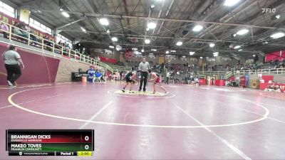 106 lbs Champ. Round 1 - Brannigan Dicks, Evansville Harrison vs Makeo Toves, Franklin Community