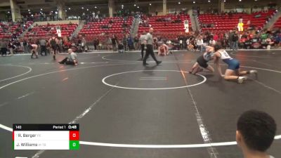 140 lbs Cons. Round 2 - Rylan Berger, Pomona Elite vs Jayce Williams, WR - Topeka Blue Thunder