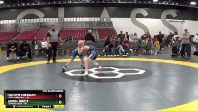 85 lbs Placement Matches (8 Team) - Jaxon Jundt, Team Missouri vs Haedyn Cochran, Legacy National