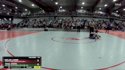 110 lbs Cons. Round 3 - Taiga Kwon, Willard Youth Wrestling Club-AAA vs Nolan Londe, Team St Louis Wrestling Club-A