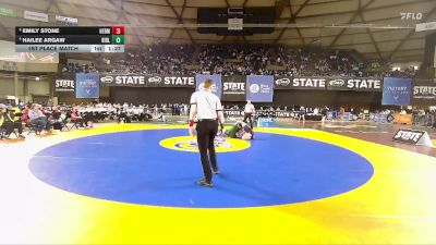 Girls 3A 140 lbs 1st Place Match - Hailee Argaw, Ridgeline (Girls) vs Emily Stone, Hermiston (Girls)
