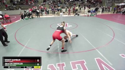 157 lbs Semifinal - Deacon Dressler, Gibson Southern vs Wyatt Gamblin, North Posey