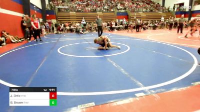 73 lbs Quarterfinal - Jayden Ortiz, Coweta Tiger Wrestling vs Baron Brown, Raw Wrestling Club