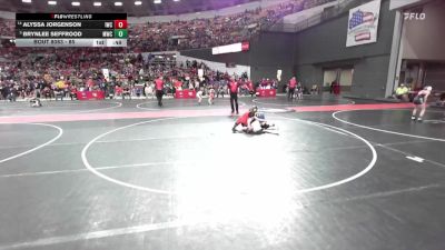 85 lbs Champ. Round 2 - Brynlee Seffrood, Monroe Wrestling Club vs Alyssa Jorgenson, Iowa-Grant Wrestling Club
