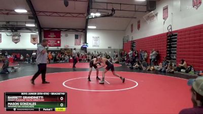 Cons. Round 1 - Mason Gonzales, Washington Matbackers vs Barrett Grandinetti, Mount Pleasant Youth Wrestling