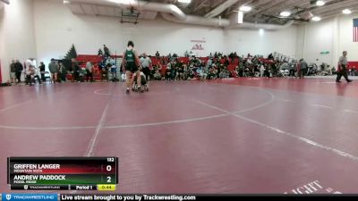 132 lbs 5th Place Match - Griffen Langer, Mountain Vista vs Andrew Paddock, Fossil Ridge