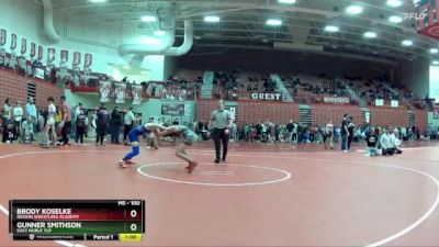 100 lbs Champ. Round 1 - Brody Koselke, Region Wrestling Academy vs Gunner Smithson, East Noble TUF