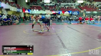 AA - 205 lbs Cons. Round 2 - Weston James, Gallatin (Bozeman) vs Peyton Fenner, Great Falls CMR