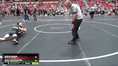 95 lbs Round 3 (6 Team) - Avryn Beiker, Queens Of Mayhem vs Emma Baumgartel, Midwest Misfitz Black