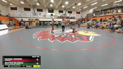 90-96 lbs Round 3 - Brayson Bilodeau, Worland Middle School vs Vaughn Johnson, Sheridan