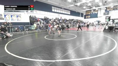 150 lbs Cons. Round 5 - Corey Zamora, Alta Loma vs Joshua Lee, South Torrance