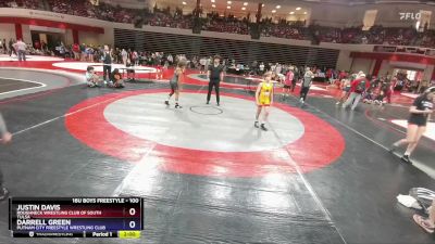 100 lbs Cons. Round 3 - Justin Davis, Roughneck Wrestling Club Of South Tulsa vs Darrell Green, Putnam City Freestyle Wrestling Club