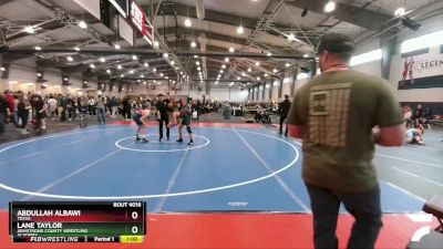 120 lbs Quarterfinal - Abdullah Albawi, Texas vs Lane Taylor, Armstrong County Wrestling Academy