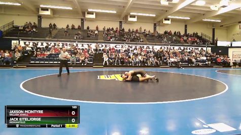 165 lbs Quarterfinal - Jack Eiteljorge, Indianapolis vs Jaxson McIntyre, William Jewell