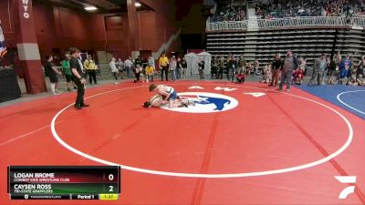 138 lbs Quarterfinal - Logan Brome, Cowboy Kids Wrestling Club vs Caysen Ross, Tri-State Grapplers