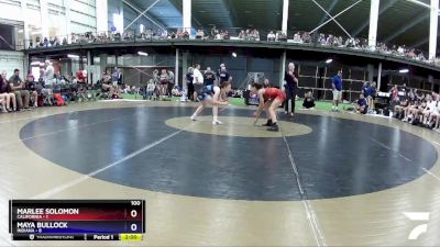 100 lbs Round 1 (8 Team) - Marlee Solomon, California vs Maya Bullock, Indiana