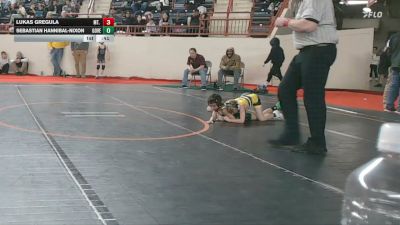 50_B lbs Quarterfinal - Lukas Gregula, Mt. Lebanon vs Sebastian Hannibal-Nixon, Governor Mifflin