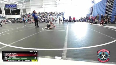 90 lbs Quarterfinal - Colton Foos, Nixa Youth Wrestling vs Sam Winter, Southwest Timberwolves Wrestling Club