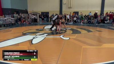 80 lbs Quarterfinal - Oakleigh Pierce, Waverly Area Wrestling Club vs Shelby Wourms, Moorhead Magic