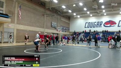 125 lbs 1st Place Match - Ane`e Vigil, Clackamas Community College vs Diesel DelRosario, Southern Oregon