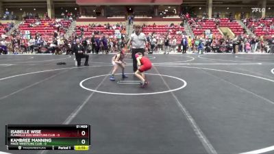 70 lbs Semifinal - Kambree Manning, Maize Wrestling Club vs Isabelle Wise, Plainville Kids Wrestling Club