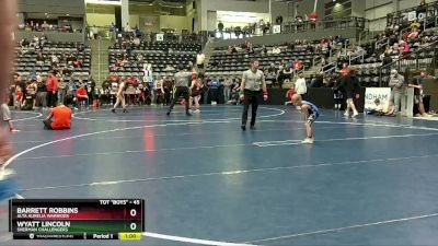 45 lbs Cons. Round 2 - Barrett Robbins, Alta Aurelia Warriors vs Wyatt Lincoln, Sherman Challengers