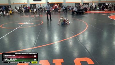 PW-1 lbs Cons. Round 1 - Meira Geiss, West Delaware Girl`s Youth Wre vs Bryn Bender, Wilton Wrestling