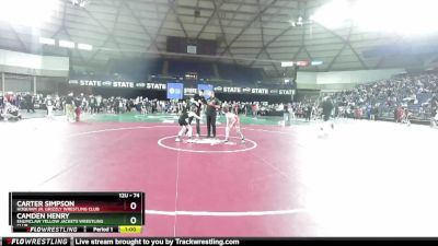 74 lbs Champ. Round 1 - Carter Simpson, Hoquiam Jr. Grizzly Wrestling Club vs Camden Henry, Enumclaw Yellow Jackets Wrestling Club