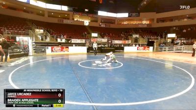 78 lbs Cons. Round 4 - Jayce Urcadez, Morenci vs Braiden Applegate, Show Low Jr High School