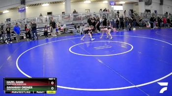 83 lbs Cons. Round 3 - Savannah Ordner, Apex Grappling Academy vs Hazel Gann, Team Gann Wrestling