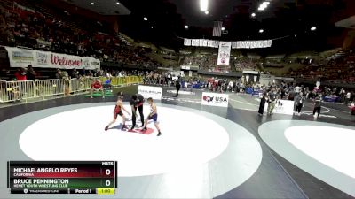 84 lbs Cons. Round 3 - Bruce Pennington, Hemet Youth Wrestling Club vs Michaelangelo Reyes, California