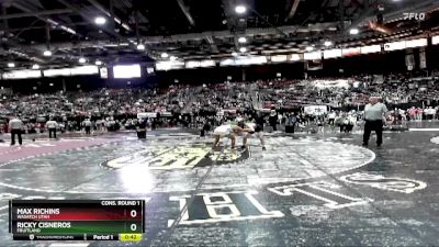 132 lbs Cons. Round 1 - Max Richins, Wasatch Utah vs Ricky Cisneros, Fruitland