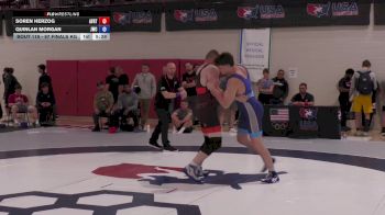97 Finals kg Champ. Round 2 - Soren Herzog, Air Force Regional Training Center vs Quinlan Morgan, Jackrabbit Wrestling Club