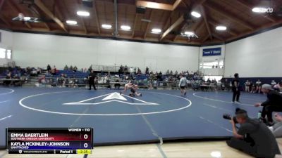 110 lbs 1st Place Match - Emma Baertlein, Southern Oregon University vs Kayla Mckinley-johnson, Unattached