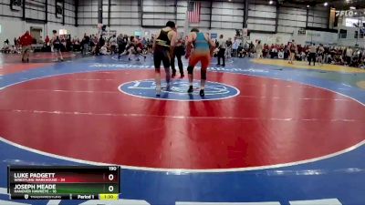 190 lbs Round 2 (4 Team) - Luke Padgett, WRESTLING WAREHOUSE vs Joseph Meade, HANOVER HAWKEYE