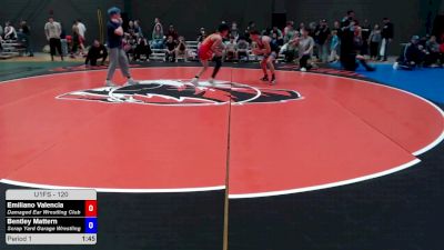 120 lbs Semis - Emiliano Valencia, Damaged Ear Wrestling Club vs Bentley Mattern, Scrap Yard Garage Wrestling