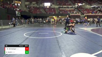 95 lbs Cons. Semi - Bodey Schweiger, INWTC vs Aiden Smith, Miles City Wrestling Club