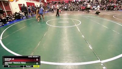 130 lbs Cons. Round 1 - Destiny Tinoco-tena, Alisal vs Sophie Le, Milpitas