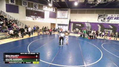 70 lbs 1st Place Match - Beau Balliett, Roy Wrestling Club vs Kolter Gardiner, Payson Lion Wrestling Club