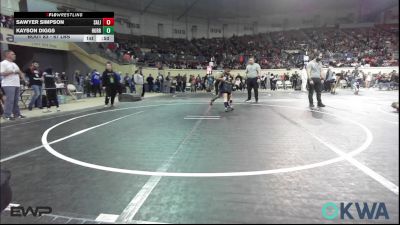 67 lbs Consi Of 8 #2 - Sawyer Simpson, Salina Wrestling Club vs Kayson Diggs, Hurricane Wrestling Academy