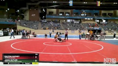 165 lbs Quarterfinal - Aiden Butler, Great Crossing High School vs Dalton Matney, Johnson Central