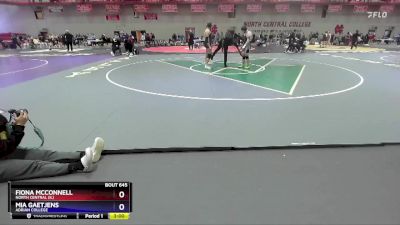 180 lbs Cons. Round 3 - Mia Gaetjens, Adrian College vs Fiona McConnell, North Central (IL)