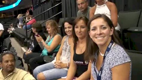 Parents of Cincinnati Gymnasts Brianna Brown, Lexi Priessman, Amelia Hundley, and Amanda Jetter just prior to the start of the Junior Competition