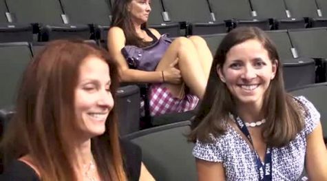 Lynn Raisman (Aly's mom) during the warm-ups for Night 1 of the Seniors