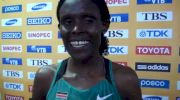 Sally Kipyego after winning first championship medal with Silver in 10k at Daegu 2011 World Champs