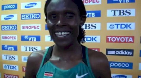 Sally Kipyego after winning first championship medal with Silver in 10k at Daegu 2011 World Champs