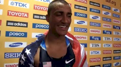 Ashton Eaton after running big PR to get decathlon silver medal at Daegu 2011 World Championships