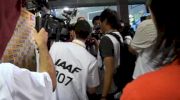 The guys capture near camera brawl in Mixed Zone at Daegu 2011 World Championships