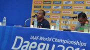 Walter Dix Press conference after winning silver medal in 100m at Daegu 2011 World Championships