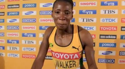 Melaine Walker returning champ predicts WR to win gold after 400H semis at Daegu 2011 World Championships Day 3 Interviews